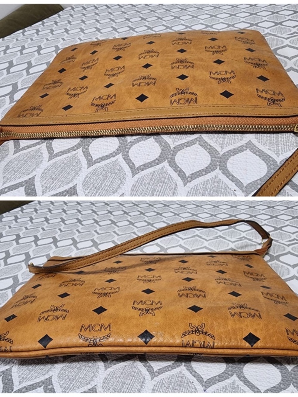 Authentic MCM Visetos Liz Shopper Pochette/Shoulder Bag Cognac - Picture 8 of 10